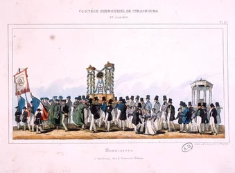 Inizio della processione dei Falegnami a Strasburgo, 25 giugno 1840