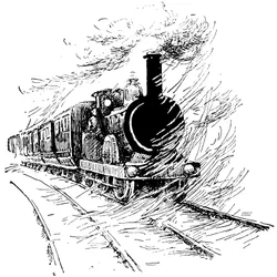 Treno a vapore: locomotiva con conducente, libro per bambini inizio XX secolo