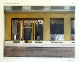 Sarti, Tavola 7, illustrazione da Devantures de Boutiques di Louis-Pierre Sezille, Parigi, 1927