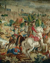 Arazzo raffigurante Carlo, Duca di Lorena durante la ... (lana e seta)