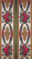 Tessuto con ghirlande di margherite e mazzi di rose di Cousin e Bony, Bissardon, Lione, 1811 (raso ricamato)