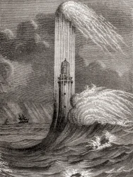 Il faro di Eddystone del XVIII secolo, costruito da John Rudyard, Eddystone Rocks, vicino a Rame Head, Inghilterra, da 