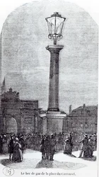Il primo lampione a gas a Parigi a Place du Carrousel nel 1818