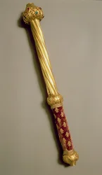 Il bastone di Guillaume de Roquemont, 1384 (oro, vermeil, velluto e pietre preziose)