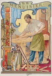 Il falegname, illustrazione da un libro sui mestieri, c.1899