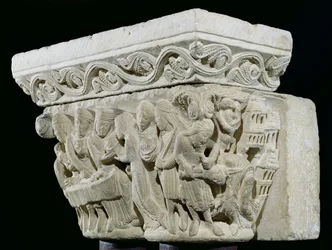 La morte di San Giovanni Battista, rilievo da un capitello