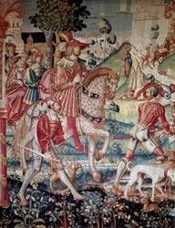 La partenza del Figliol Prodigo Arazzo di lana e seta realizzato a Tournai intorno al 1520. Parigi, Museo Nazionale del Medioevo, Thermes de Cluny