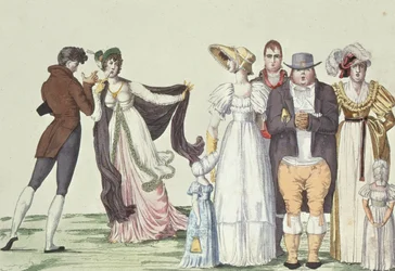 La famiglia inglese a Parigi, illustrazione da Le Supreme Bon Ton