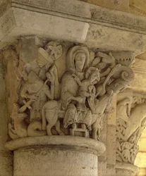 La fuga in Egitto, rilievo del capitello della colonna dalla chiesa dell