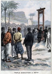 La ghigliottina francese tre ribelli a Setif in Algeria - in "Le Petit Parisien"