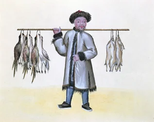 Il mercante di selvaggina, da un libro sui richiami di strada di Pechino, c.1785