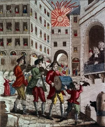 La gioia del popolo francese, che celebra il re e il richiamo del Parlamento nel settembre 1788