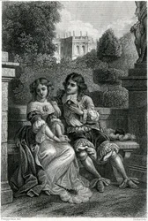 Il re di Francia Luigi XIV in compagnia galante di Mademoiselle de la Vallière