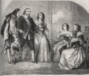 Il Marchese di Montespan, Louis Henri de Pardaillan de Gondrin (1640-1691) (a sinistra) venne a proporre il matrimonio di Françoise Athénaïs de Rochechouart Mortemart (poi Marchesa di Montespan o Madame de Montespan)