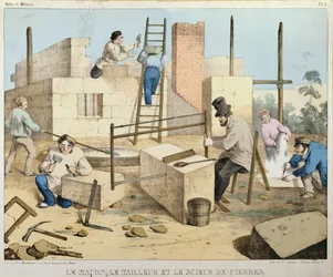 Il muratore, il tagliapietre e il segatore di pietre, c.1860