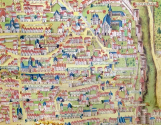 La Montagne Sainte-Genevieve, dettaglio dal piano di Parigi realizzato c.1540, chiamato Plan de la Gouache, c.1860