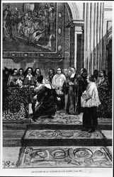 La Madre Superiora è esorcizzata da Barre, illustrazione per i posseduti di Loudun in Les Mysteres de la Science di Louis Figuier, 1886