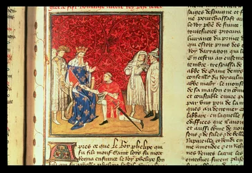 Il Principe di Galles (Enrico V 1387-1422) rende omaggio al Re Carlo VI (1368-1422)