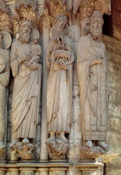 Il profeta Simeone, San Giovanni Battista e San Pietro, figure del portale nord