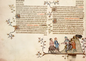Il sacrificio di Isacco, dalla Bibbia di Jean de Sy, c.1355