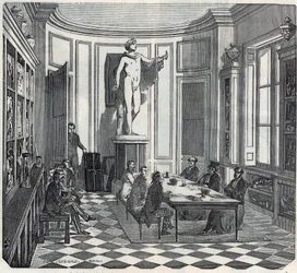 La Scuola di Medicina di Parigi - un esame nella sala degli strumenti - Incisione in "Tableau-de-Paris" di Edmond Texier 1852