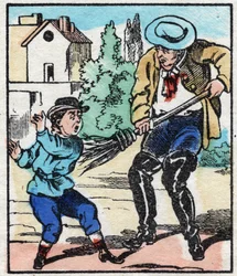 Lo spazzino. Incisione in "La chanson des métiers". Immagine di Epinal, fine XIX secolo. Collezione privata