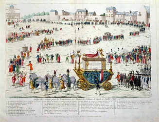 La traslazione delle spoglie mortali di Voltaire (1694-1778) al Pantheon di Parigi il 10 luglio 1791
