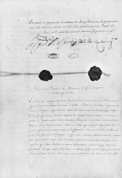 Il Trattato dei Pirenei, firmato dal Cardinale Jules Mazarin (1602-61) e Don Luis Mendez de Haro (1598-1661) 7 Novembre 1659