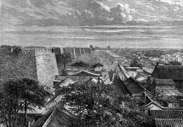 Le mura di Pechino, Cina. Incisione in "The Youth Journal"