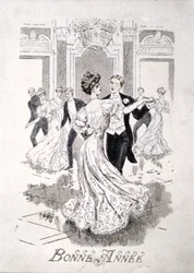 Il valzer, cartolina di Capodanno francese, fine XIX secolo