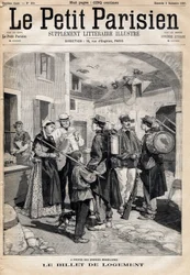 Il biglietto di alloggio, che dà diritto a un letto e una candela, distribuito ai soldati dopo i loro esercizi e grandi manovre. Da 