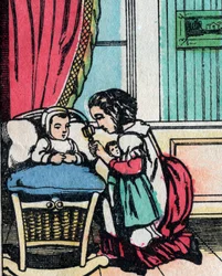 Le attività per ragazze di buona famiglia: imparare a prendersi cura dei bambini - Immagine di Epinal