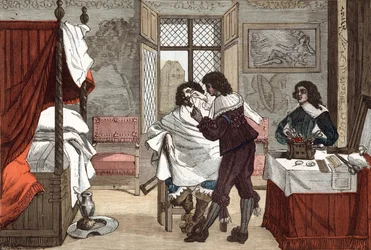 Il barbiere, Francia, incisione di Abraham Bosse, c. 1640