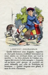 Il bambino coraggioso. Un bambino difende sua sorella contro un cane. Alfabeto dei ragazzi. Abecedario a valore morale contenente esercizi di lettura. Imagerie d