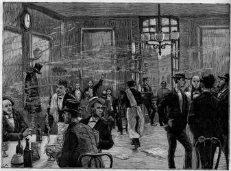 I ragazzi del caffè in un locale di Rue Montmartre a Parigi, in “Il Mondo Illustre” 1886.