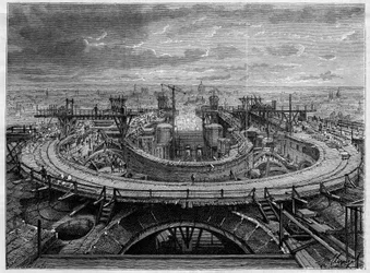 Il cantiere della Chiesa del Sacro Cuore di Montmartre nel 1886, in 