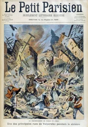 Il terremoto in Cile: Valparaiso durante il disastro - in "Le Petit Parisien" del 09/09/1908