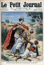 Gli eroi del colonialismo (in Nord Africa) sono onorati incisione allegorica "Le Petit Journal", 6 marzo 1910 (incisione)
