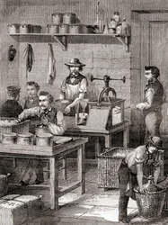 La fabbricazione del cotone da sparo nel XIX secolo, da Les Merveilles de la Science, pubblicato c.1870