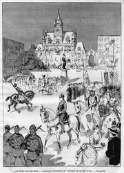 Le feste medievali di Compiègne nel 1886: cavalcata che rappresenta l