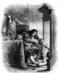Il drammaturgo Jean Galbert de Cammistron (1656-1723) corrispondenza con il duca Louis Joseph de Vendome (1654-1712). Incisione del 1856