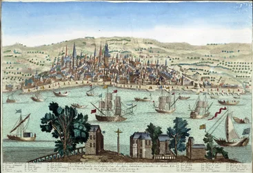 Il porto e la città di Bordeaux - incisione