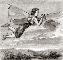 Il presunto volo del fabbro francese Jacob Besnier, con l