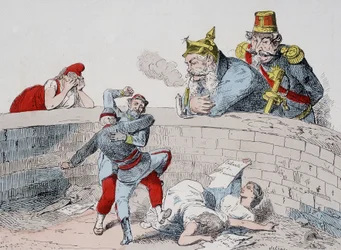 La situazione - Gauillaume: Dobbiamo aiutare i pazzi, Badingue (Napoleone III): Lasciamoli fare mio fratello, sarà il momento di intervenire quando (i parigini) si saranno divorati tra loro. Caricatura sulla Comune.