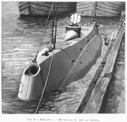 Il sottomarino Holland, illustrazione da Le Monse Illustre, gennaio 1899