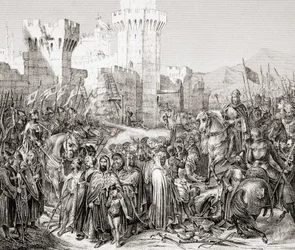 La resa di Acri a Filippo II di Francia, chiamato Filippo Augusto, durante la Terza Crociata, da L