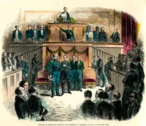 Il giuramento di Luigi Napoleone III (Luigi Napoleone), proclamato ufficialmente presidente della Repubblica all