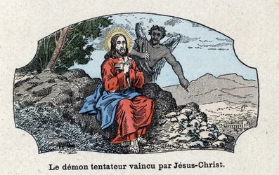Il demone tentatore sconfitto da Gesù Cristo. Gesù Cristo, condotto nel deserto dallo Spirito, fu tentato dal diavolo. In «Tout l