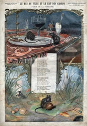 Il topo di città e il topo di campagna. Favole di Jean de La Fontaine. Illustrazione della fine del XIX secolo.