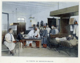 La visita del medico maggiore - in "Album militaire" - fanteria: servizio interno